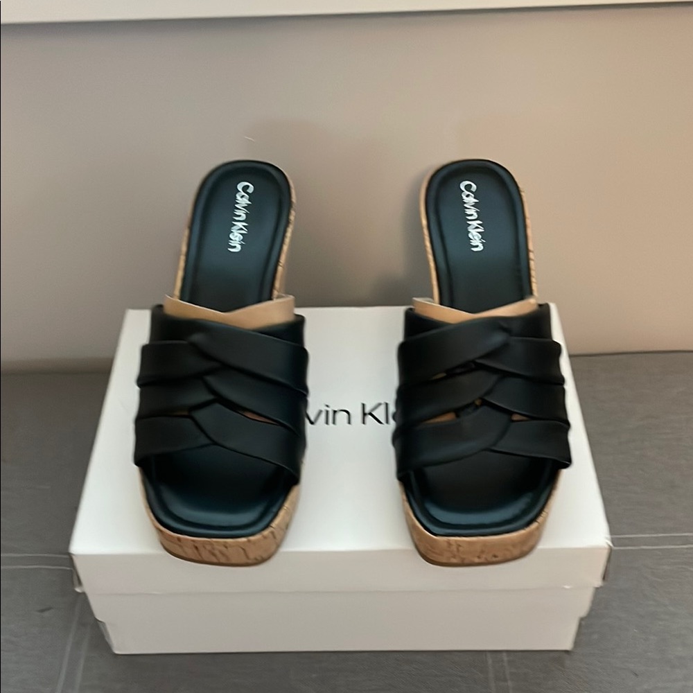 Calvin Klein Women's Black Slide Sandals